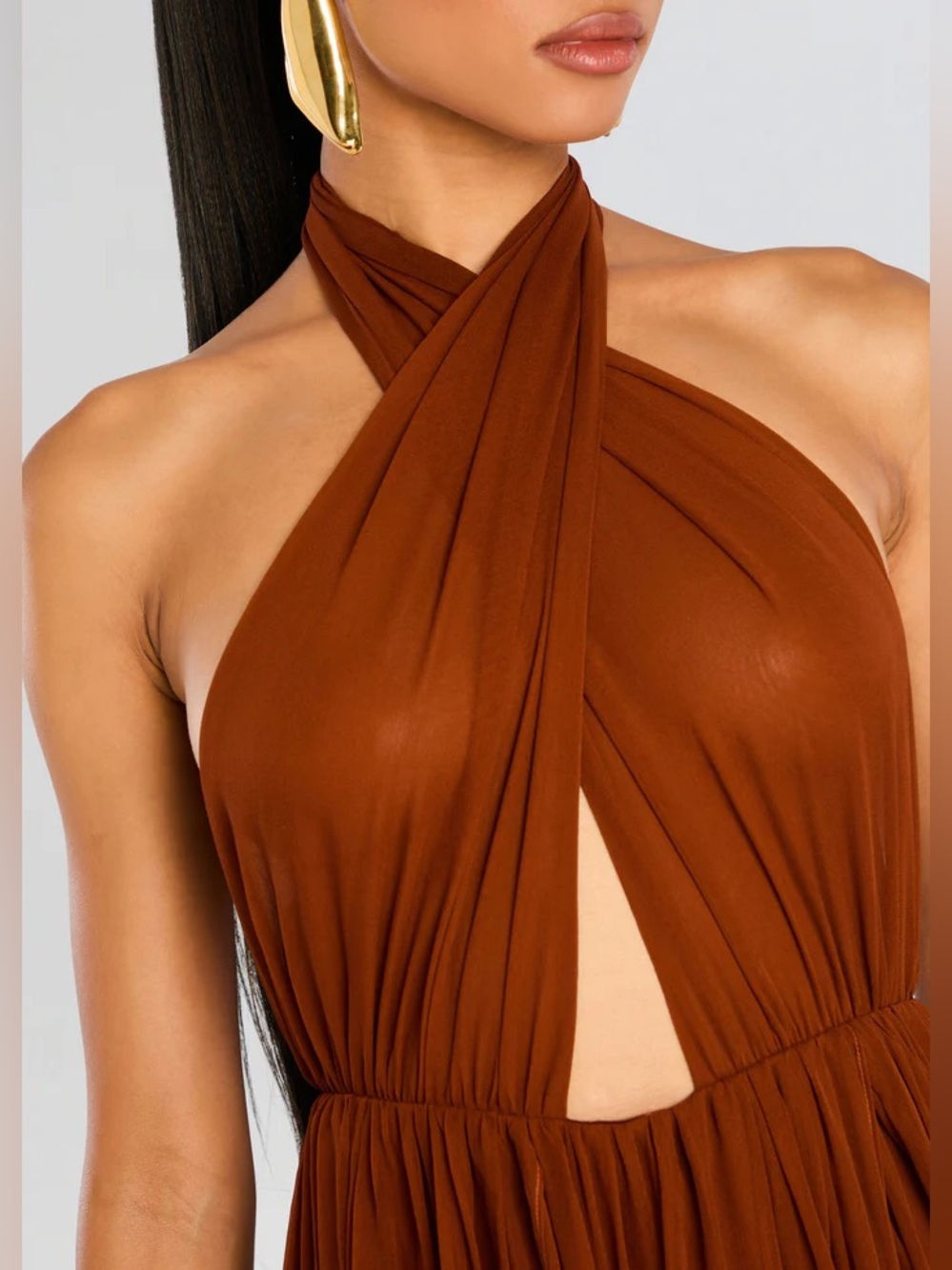Retrofete Ina Silk Chiffon Dress In Caramel Size Medium - Picture 5 of 16
